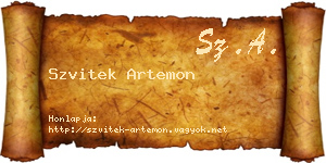 Szvitek Artemon névjegykártya